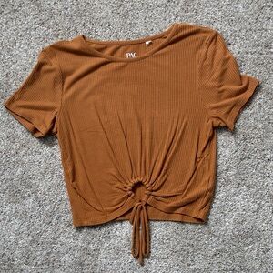 PacSun Burnt Orange Tie-Front Crop Top